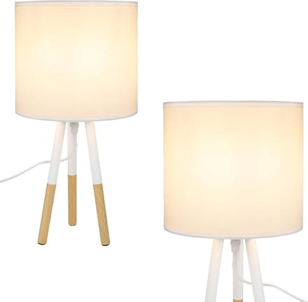 Glitzerlife - Tafellampen - Dimmbaar - 40W - Natuurlijk textiel - Ø19cm - Wit