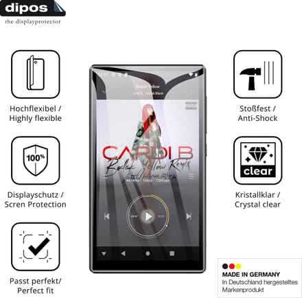 dipos – 2x Beschermfolie geschikt voor Diofox M10 MP3-Player | 3D Full Cover Screenprotector | 100% Passend