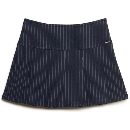 Superdry Krijtstreep Plooirok Mini Blue Grootte: 42