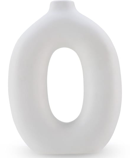 Easyplants | Vaas Gentle 22 cm off-white | Keramiek | Rond | wit | Japandi stijl | Design Vaas