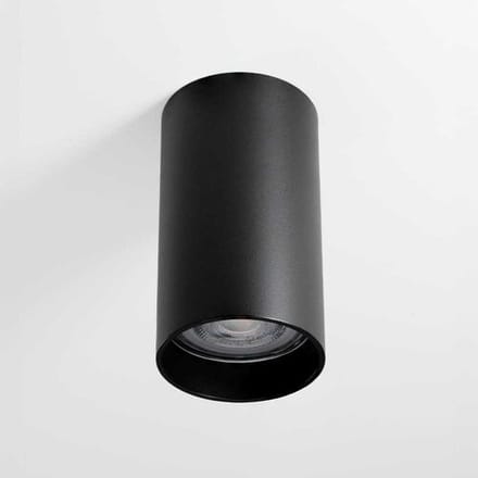 2x Canopus nero s by LUSENZ - Cilindervormige opbouwspot in met mat zwarte coating