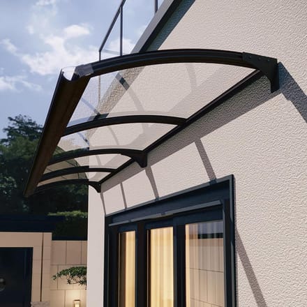 Transparante Deurluifel PC Polycarbonaat met Zwarte Beugel Regen- en Sneeuwbescherming (45x120cm)