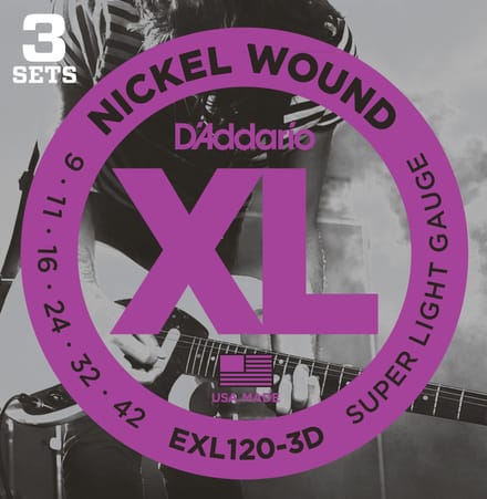 D'Addario EXL120-3D Round Wound Snaren voor Elektrische Gitaar (9-42) 3-Pack