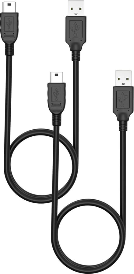 2X USB 2,0 naar Mini USB Kabel Zwart - 1 meter