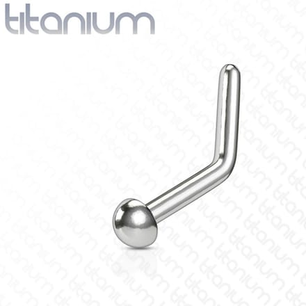 neuspiercing titanium L-bend basis flat ball 2mm - zilver - LMPiercings