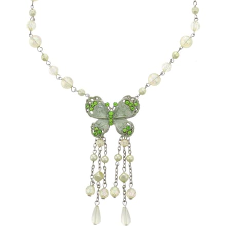 Behave - Groene Kralenketting met Vlinder - 38 cm - Speels en Elegant