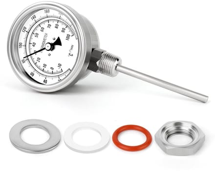 Bimetaalthermometer Temperatuurmeter met 1/2" BSP Schroefdraad -10 tot 100℃