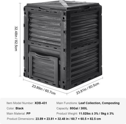 Compostbak - Compostvat - 220 Gallon - Compost - Uitschuifbare Buitencompostbak met Groot Volume - Snelle Compostering - Composter - Prullenbak