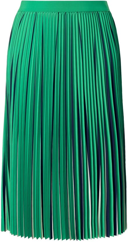 Ulla Popken - Dames - Geplooide rok met print A-lijn elastische tailleband - Natuurgroen - Maat 58+