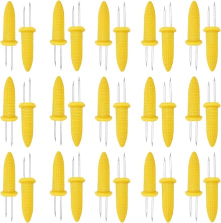 Set van 30 Maïshouders van RVS, Dubbele Corn Holders en BBQ Prikkers voor Thuis en Kamperen
