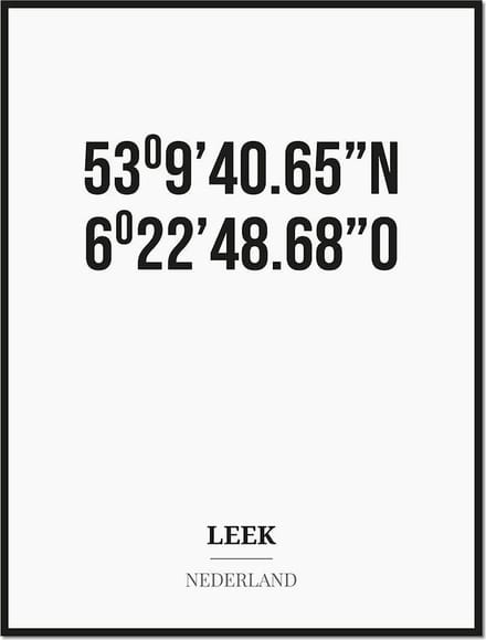 Poster/kaart LEEK met coördinaten