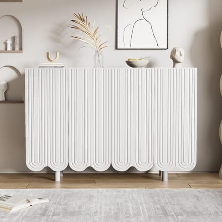REDOM - Dressoir - Druppelvormige Deurpanelen - Modern - Voor Woonkamer - MDF - Wit - 120 x 37,5 x 80,8 cm