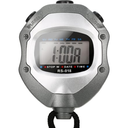 Waterdichte stopwatch Digitale handheld LCD Timer Chronograaf Sportteller met riem om te zwemmen grijs