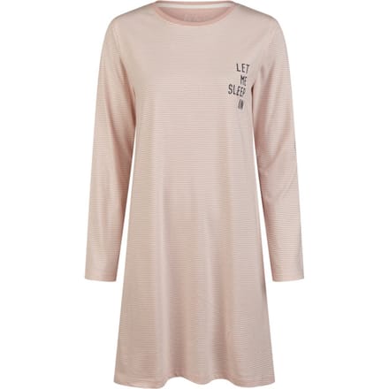 By Louise Essential Dames Nachthemd Lange Mouw Gestreept Roze - Maat M