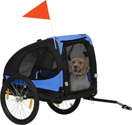 PawHut - Hondenaanhanger - voor Fiets - Opvouwbaar - Blauw - Staal