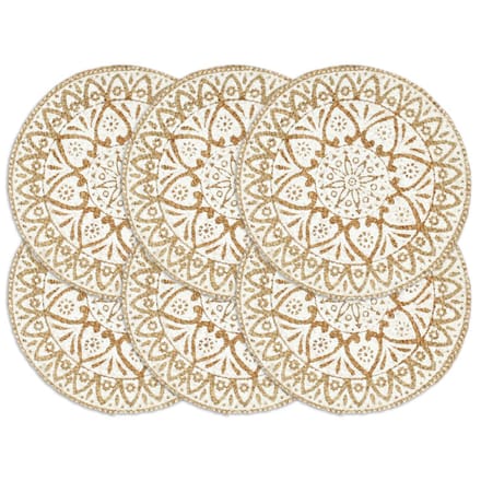 vidaXL - Placemats - 6 - st - rond - 38 - cm - jute - wit