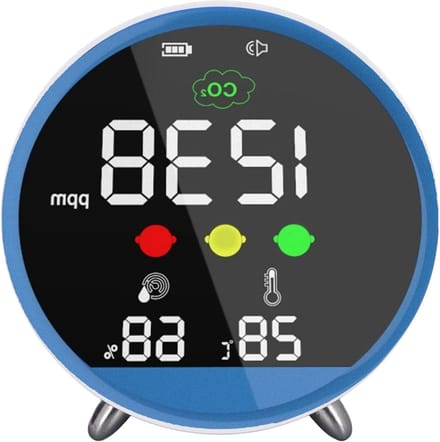 CO2 Detector - Luchtkwaliteit Sensor - Binnenklimaat Meten - Realtime Alarm - 12x12x6 cm - Wit