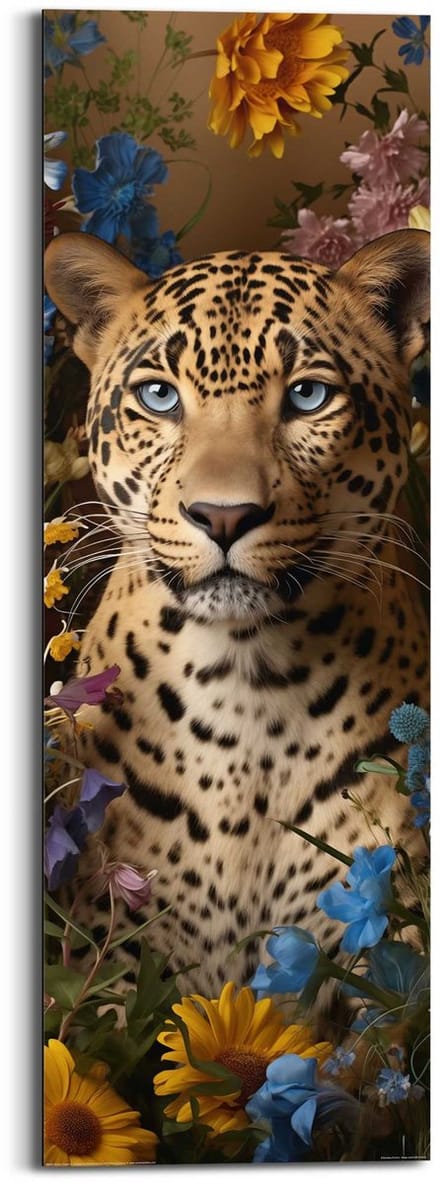 Schilderij Panther Flowers - 90 x 30 - Hout - REINDERS