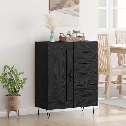 vidaXL - Dressoir - Zwarte - Eik - 69,5 - x - 34 - x - 90 - cm - Geconstrueerd - hout