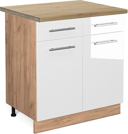 Vicco Fame-Line Keukenonderkast – 80 cm, WB Eik Wit Hoogglans