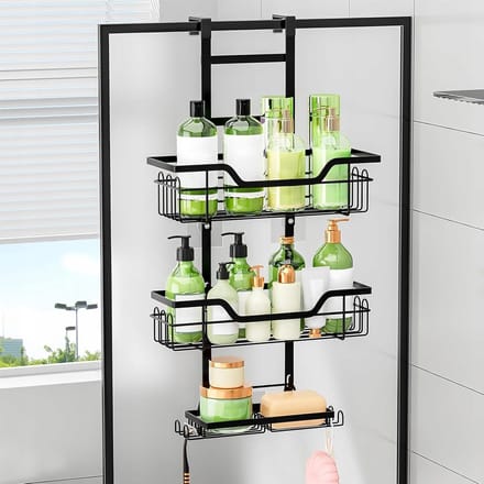 Zwarte Douche Organizer 3 Niveaus met Haken - Merkloos