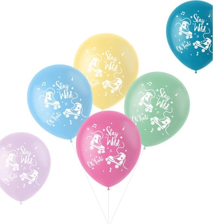 Folat - Ballonnen Pastel 'Stay Wild' Roller Skating Meerkleurig 33 cm - 6 stuks