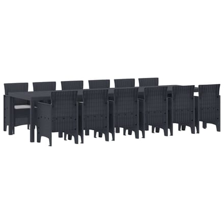 vidaXL - Tuin - Eettafel - Set - 13 - st - Antraciet - Polt - riet