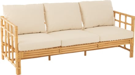 J-Line zetel Elise + kussen 3 Personen - rotan/textiel - naturel/wit