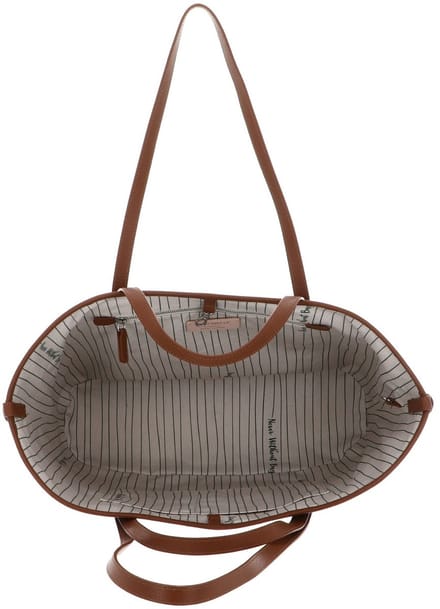 COCCINELLE Leren shopper schoudertas Never Without Bag Monogra Handbag Blue Denim / Cognac blauw