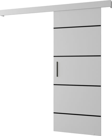 InspireMe - Schuifdeursysteem met rail - 90x204cm - AGRA IV - Wit Mat + Wit frame + Zwart Handvat met Soft-Close system