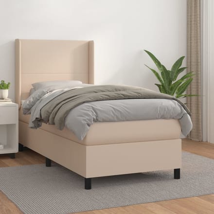 vidaXL - Boxspring - met - matras - kunstleer - cappuccinokleurig - 100x200 - cm