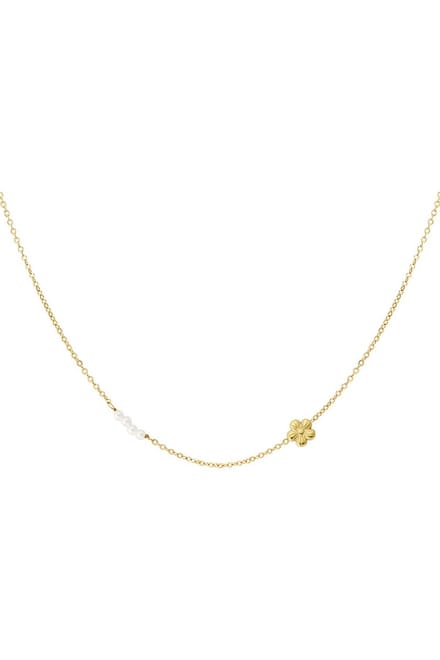Ketting bloem parel - goud
