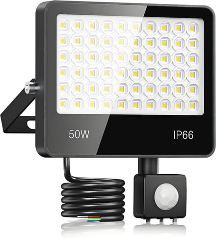 Witte LED Spot met Bewegingsmelder - 50W, 5000lm, IP66, Waterdicht voor Buitengebruik