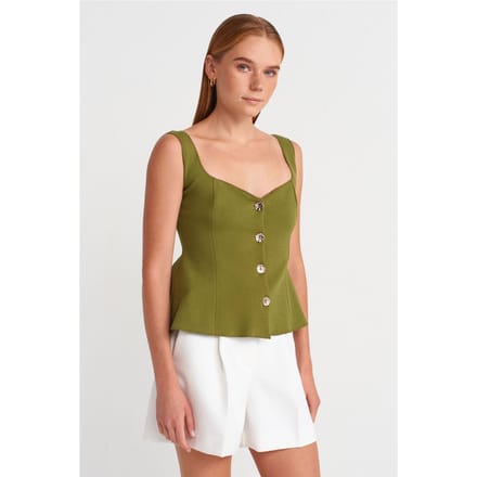 Fitted Mouwloze Peplum Blouse