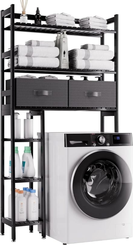 Wasmachine Ombouw - Opbouwmeubel - Kast Wasdroger - Meubel - Zwart