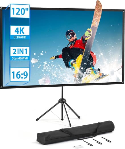 Beamerscherm met statief - Draagbaar projectiescherm - Thuisbioscoop creëren - Stabiele aluminium constructie - 120 inch 16:9 - Wit