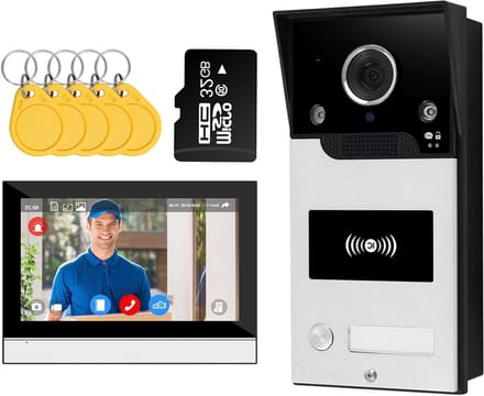 Video Deurintercom met WiFi, 1080p Deurbeld met Camera, Beweging Detectie en Opname, 10 Inch Scherm
