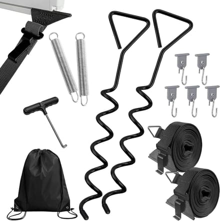 Stormbescherming Set - Luifel Bevestiging - Camper Stabiliseren - Universele Pasvorm - 4 Stuks - Zwart