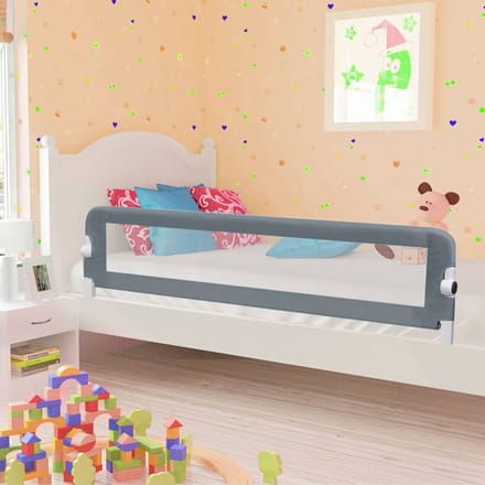 Barrière de lit pour enfant, Grise, 180x42 cm, Polyester