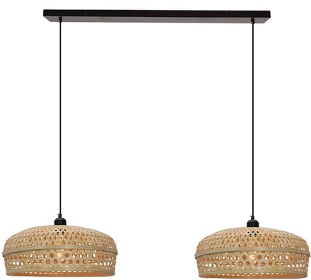Olucia - JENNIFER - Hanglamp - Bruin / Zwart - 2L - Vorm: Rechthoek