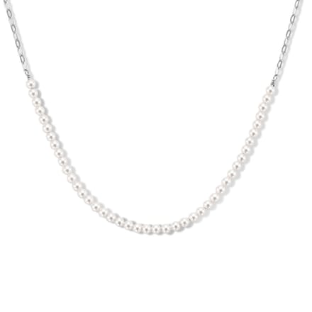 Zilver Gerhodineerd Collier Synth. Parel 3,0 mm 1336686