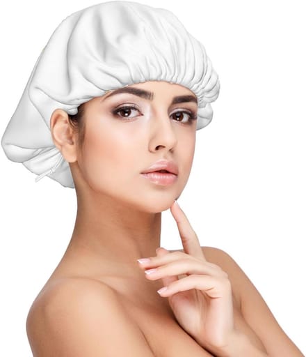 Slaapmuts Satijn - Nachtmuts Bonnet - Haarbescherming Nacht - Dubbellaags Ontwerp - One Size - Zwart