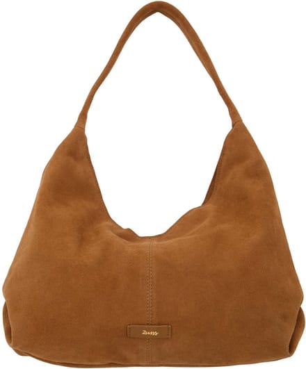 Zusss Suede Handtas Met Logo 100% Cow Leather Cognac