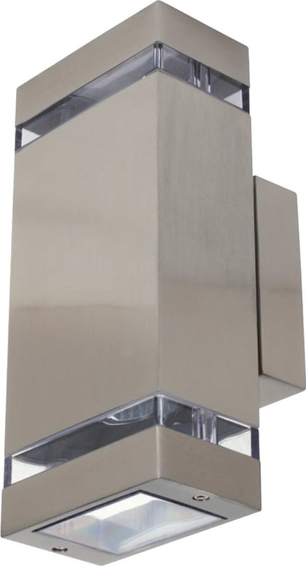 LED Tuinverlichting - Buitenlamp - Wand - RVS Mat Chroom - GU10 - Vierkant