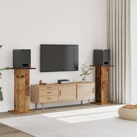 vidaXL - Speakerstandaards - 2 - st - 30x30x95 - cm - bewerkt - hout - oud - houtkleurig