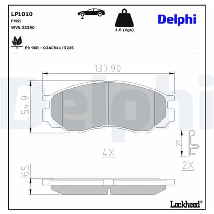 Remblokkenset, schijfrem DELPHI LP1010