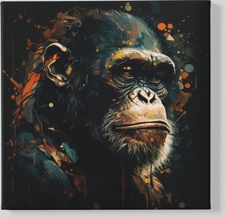 Vierkant Canvas Schilderij - Dieren - Chimpansee - 60x60x2 cm