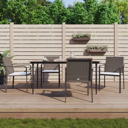 vidaXL - 5-delige - Tuinset - met - kussens - poly - rattan - en - staal