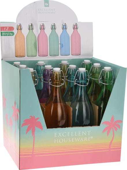 Fles 1 liter met beugel geel