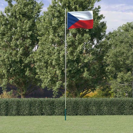 vidaXL - Vlag - met - vlaggenmast - Tsjechië - 6,08 - m - aluminium